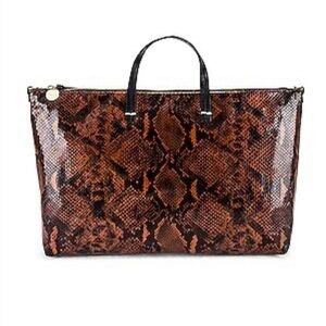 Clare V Attaché Tote IV Cocoa Python